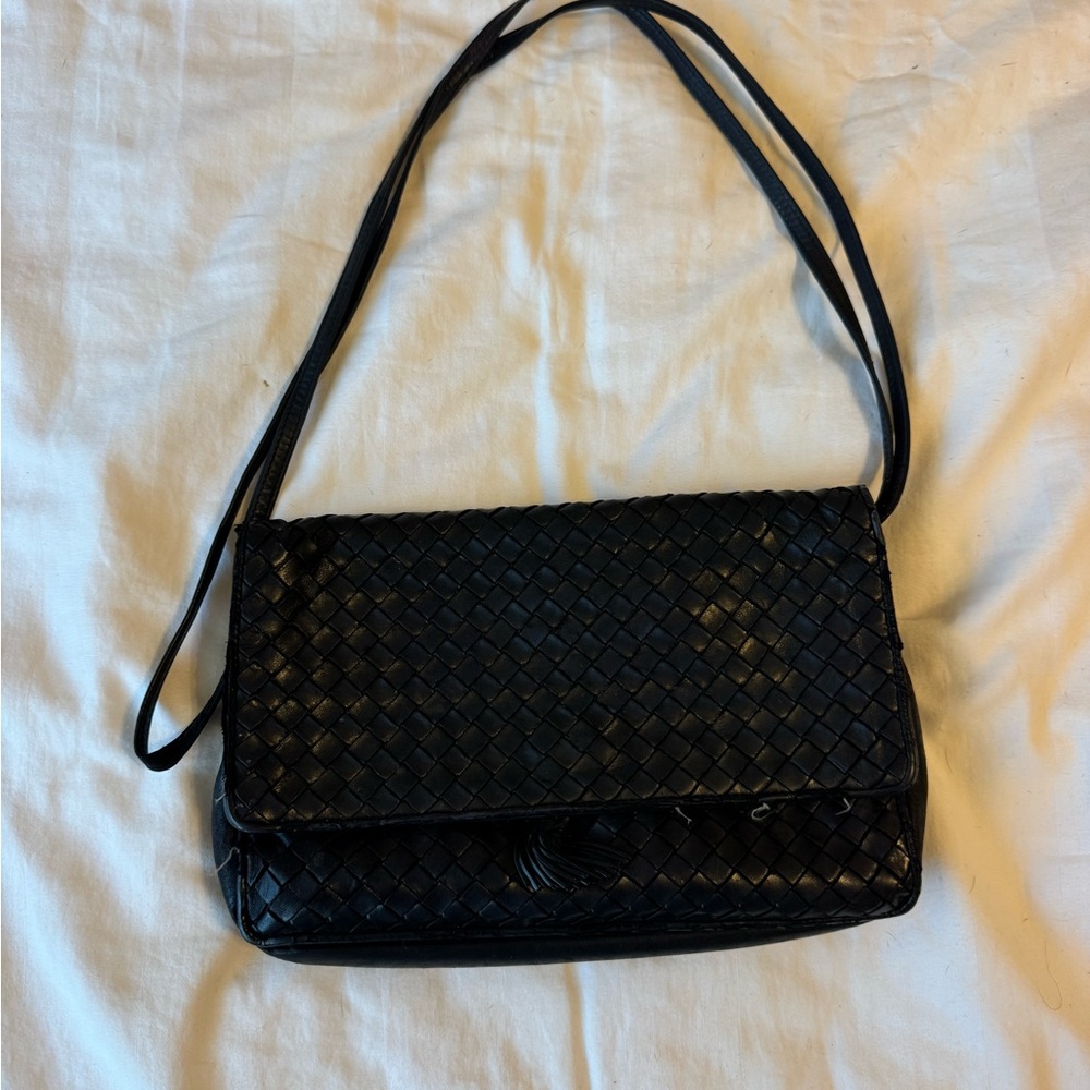 Bottega Venera Black Intrecciato Shoulder Bag